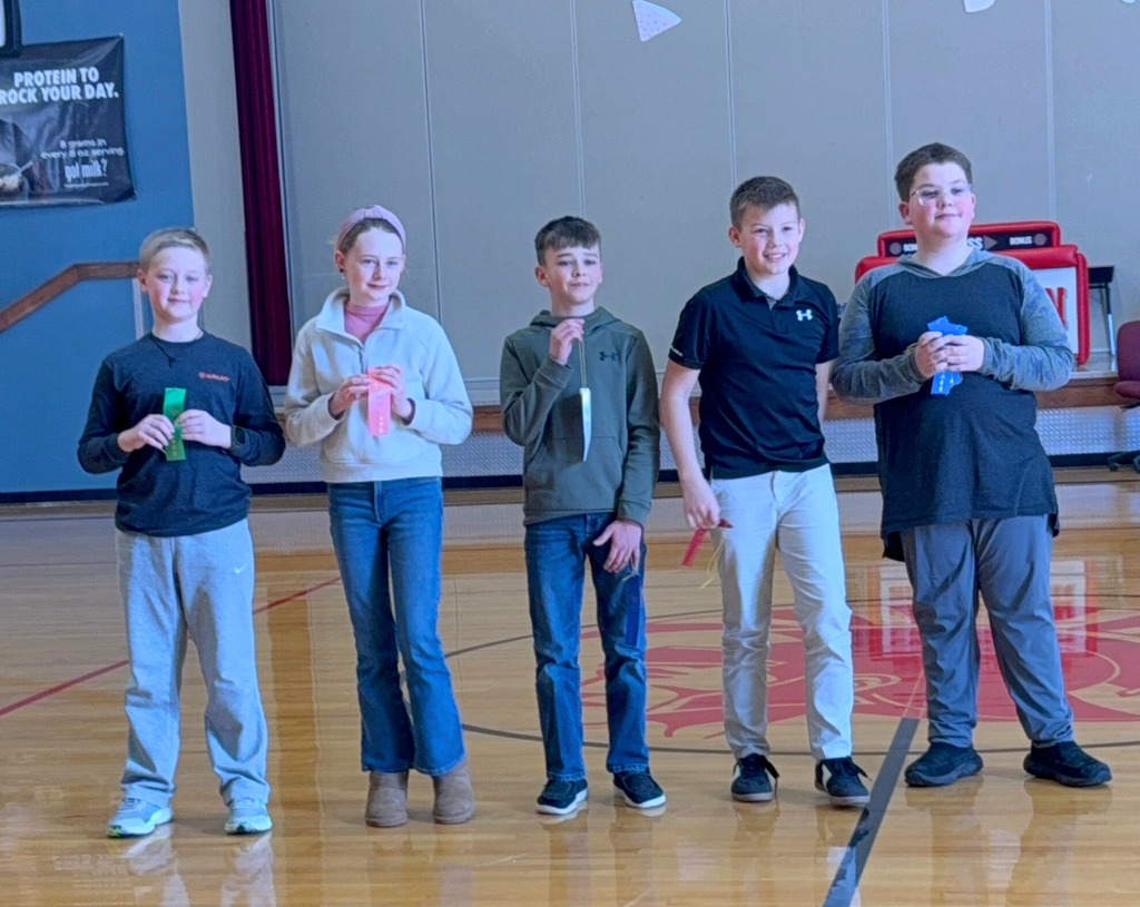 CES Math Students at Contest holding ribbons