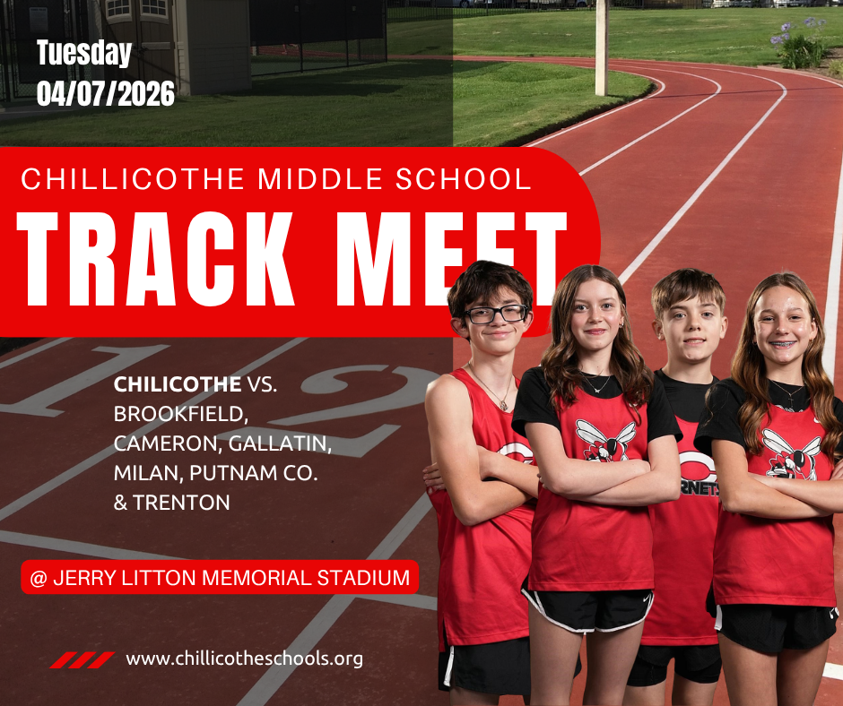 CMS Track & Field hosts Brookfield, Cameron, Gallatin, Milan, Putnam Co., and Trenton today starting at 3:45 PM at Jerry Litton Memorial Stadium. Come cheer on our Hornets!