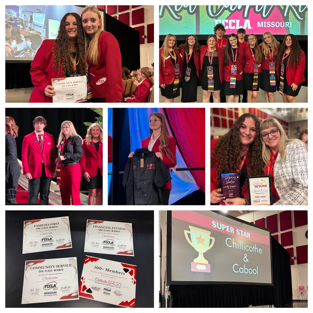Chillicothe High School FCCLA members attended the Missouri FCCLA State Leadership Conference March 15–17 in Springfield, Missouri, where they represented CHS with pride through competitive events, leadership activities, and service-focused projects. The CHS chapter and its members returned home with multiple awards and honors.