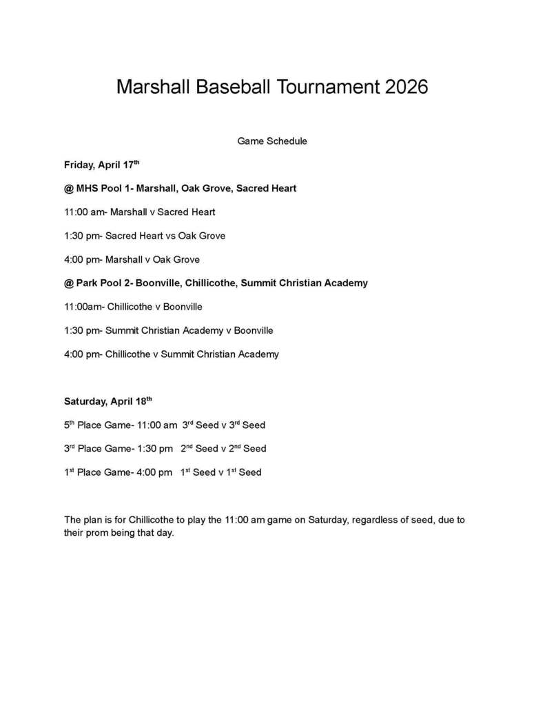 Marshall Baseball Tournament Information