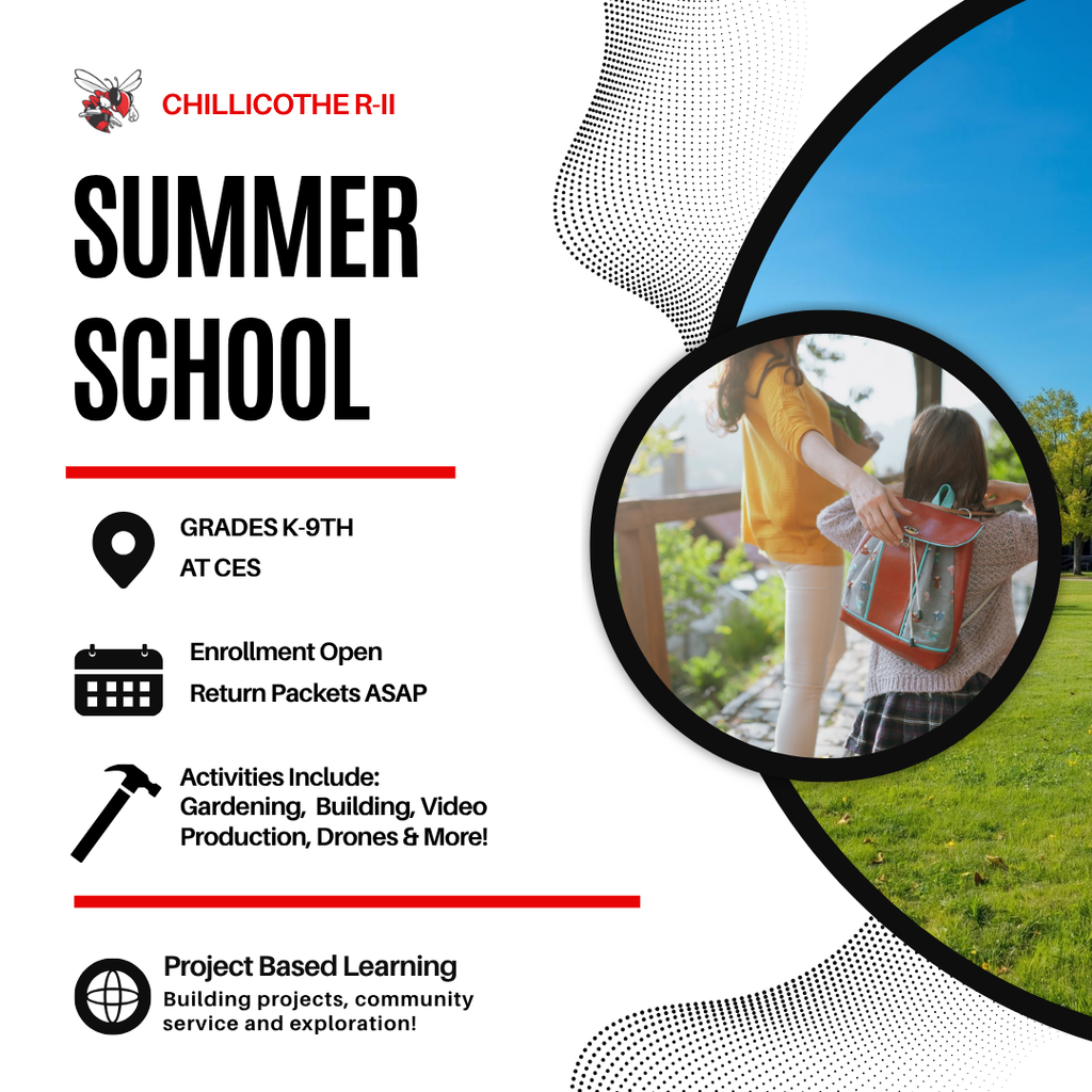  Summer School sign-ups are happening now! Parents—please pick up an enrollment form at CES and return it by May 1, 2026. Transportation is easier this year—the transportation form is included with the enrollment form.