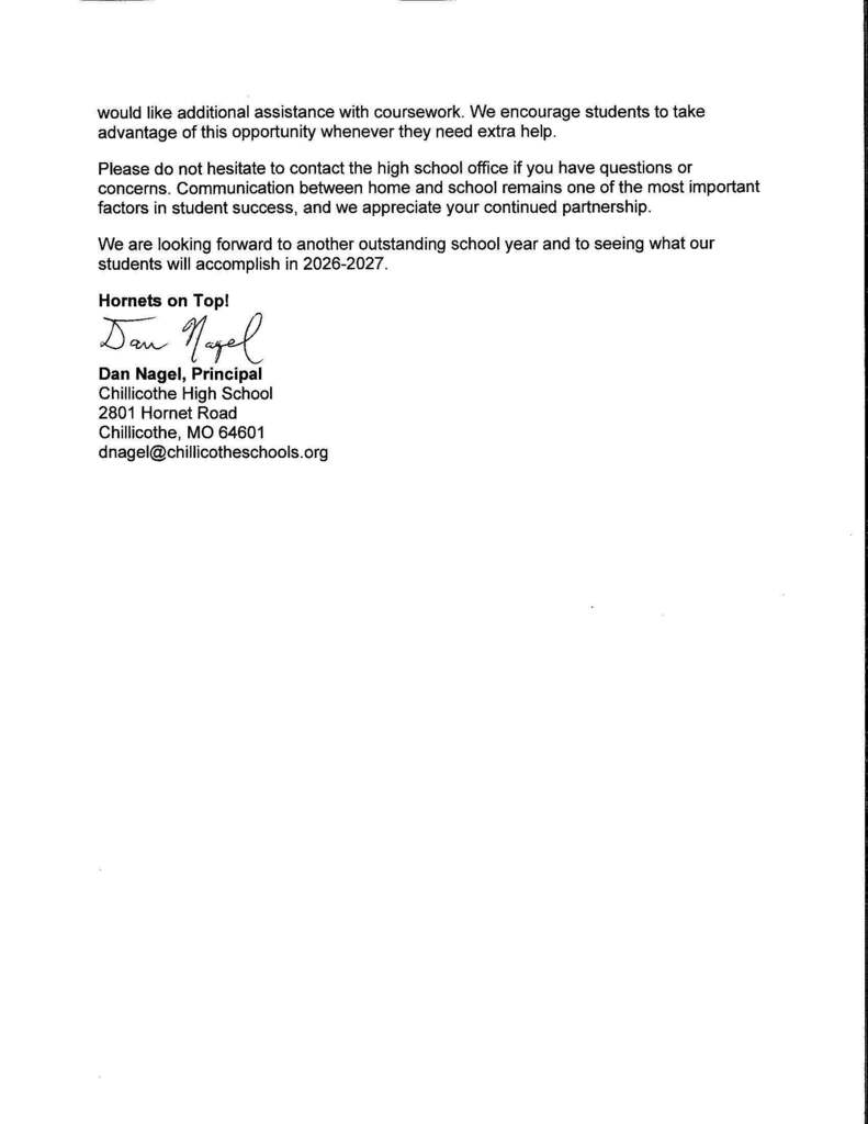 Back to School Information