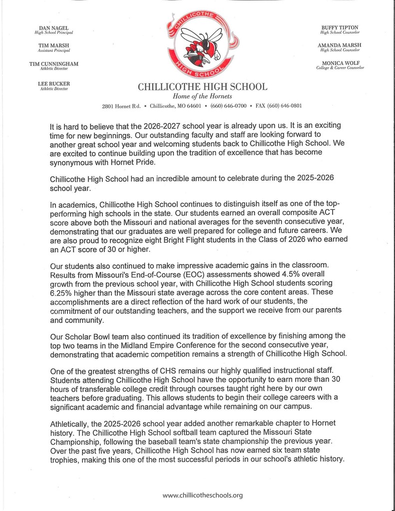 Back to School Information