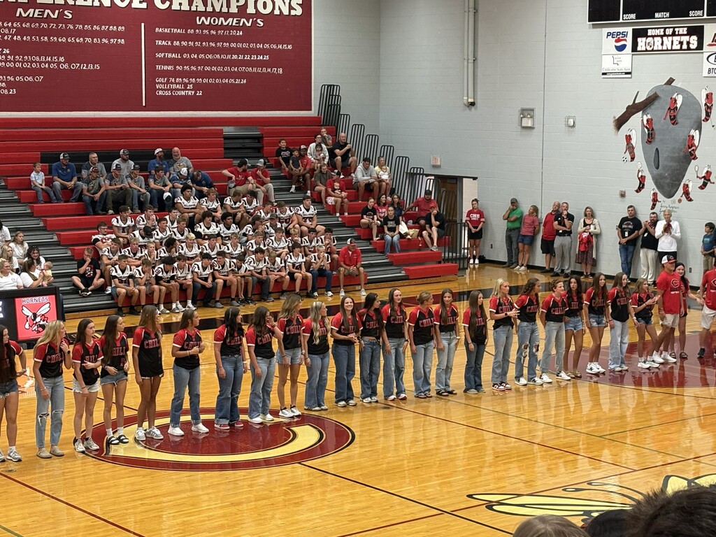 The CHS State Champion Softball team is introduced during Meet the Hornets last night.