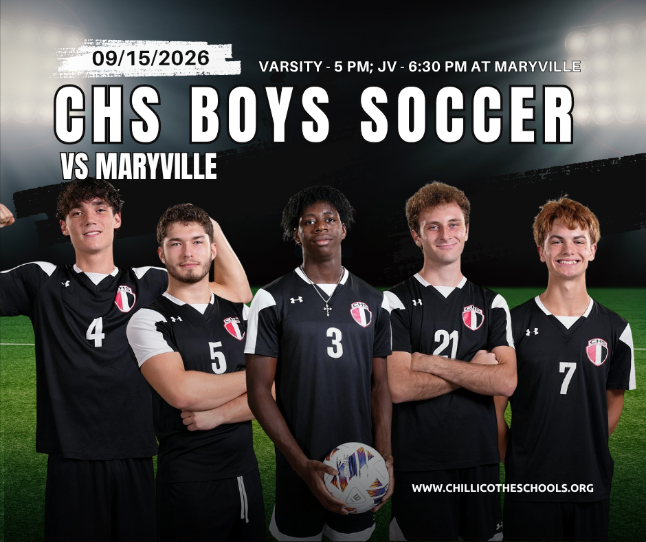 09/15/2026 CHS Boys Soccer vs. Maryville. Varsity at 5 PM; JV at 6:30 PM at Maryville. Brennen Fitzpatrick, Lake Englert, Josh O'Jeaga, Ryan Schuler, Uriah Hunt.