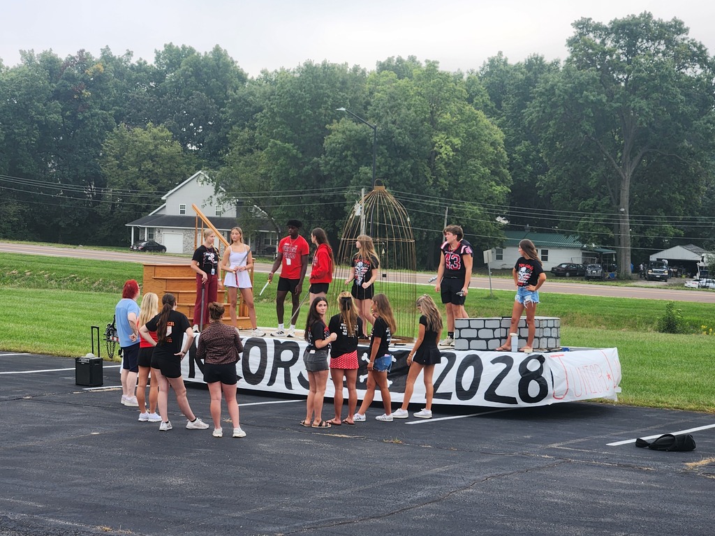 CHS Students building a float in the PAC Parking lot this morning.