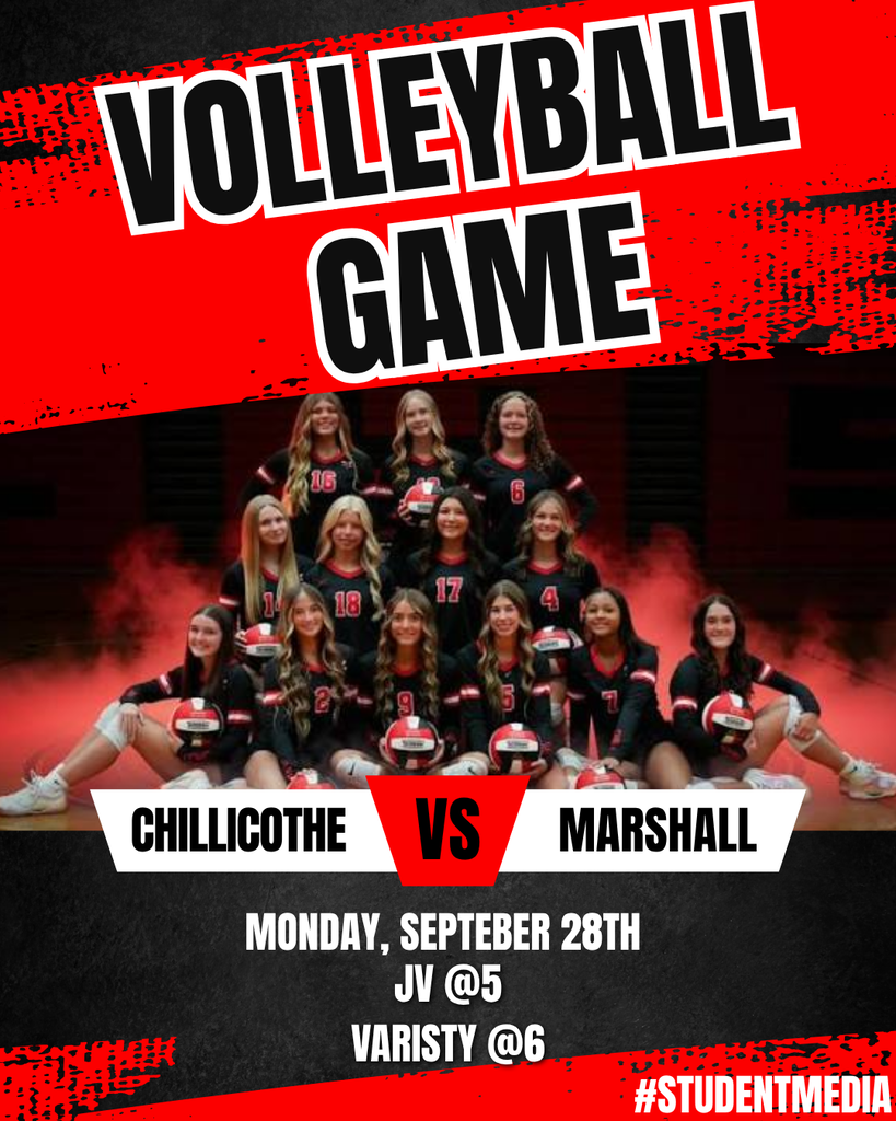 Chillicothe VS Marshall, Jv at 5pm, Varsity follows at 6pm. 