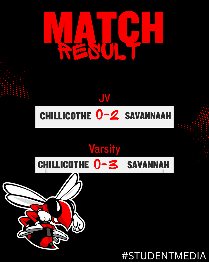 Chillicothe VS Savannah, Chillicothe JV 0 - Savannah JV 2, Chillicothe Varsity 0, Savannah Varsity 3.