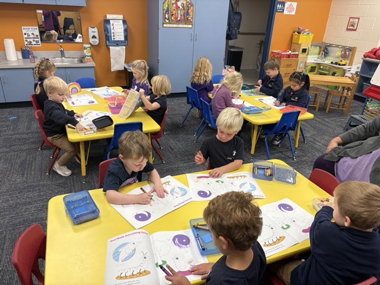 3K students learning that God made the world good