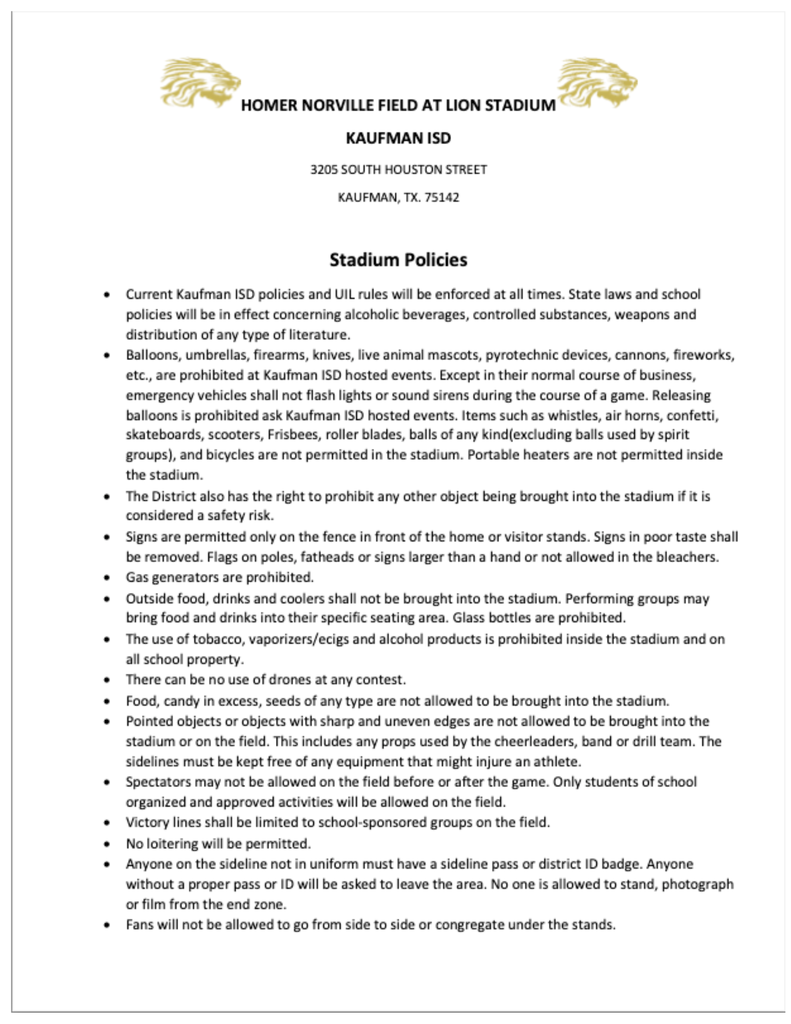 Kaufman Policies