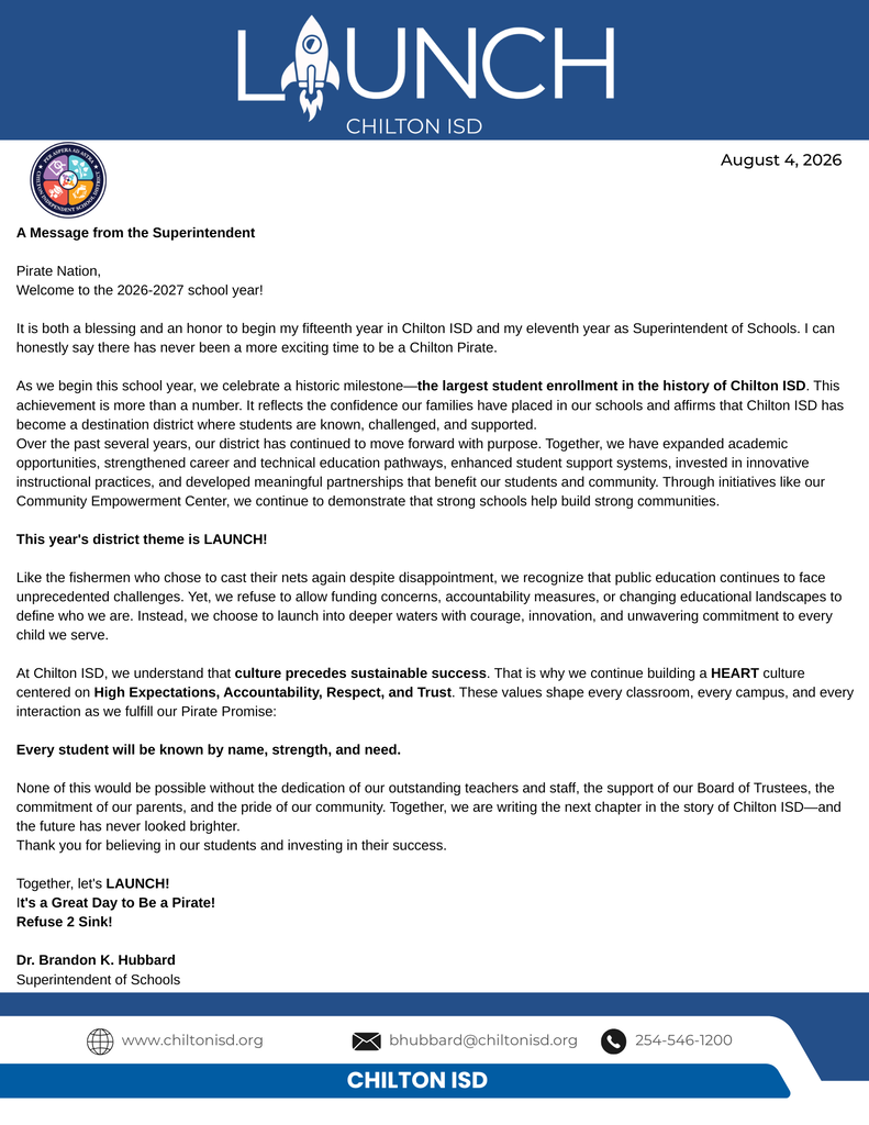 Superintendent Message
