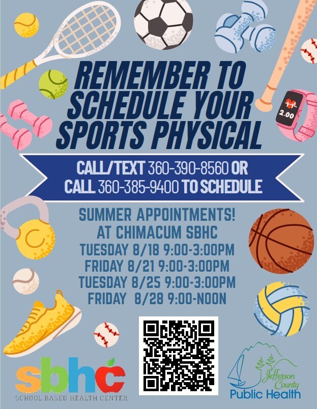 Flyer to inform families about details regarding scheduling a sports physical.