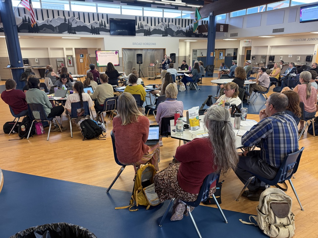 All teachers gathered in the commons for trainings in preparation for new school year.
