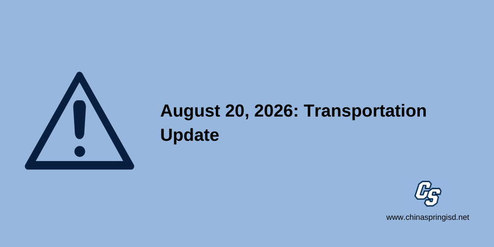 August 20, 2026 Transportation Update