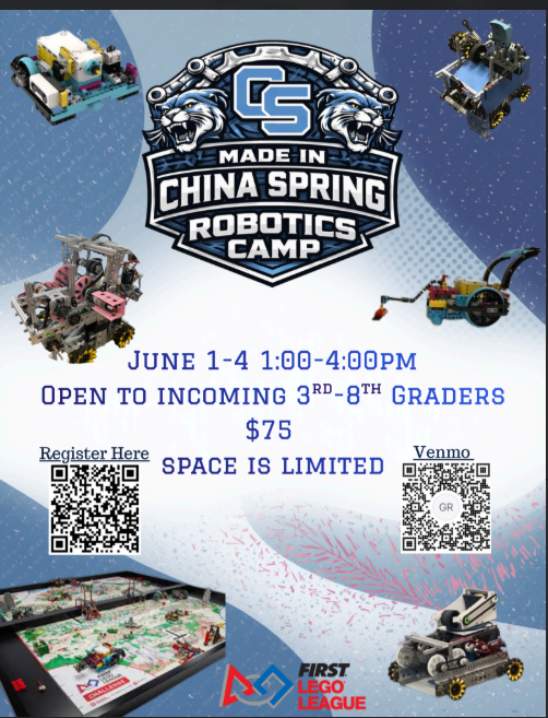 robotics camp june 1-4 from 1:00-4:00 pm $75