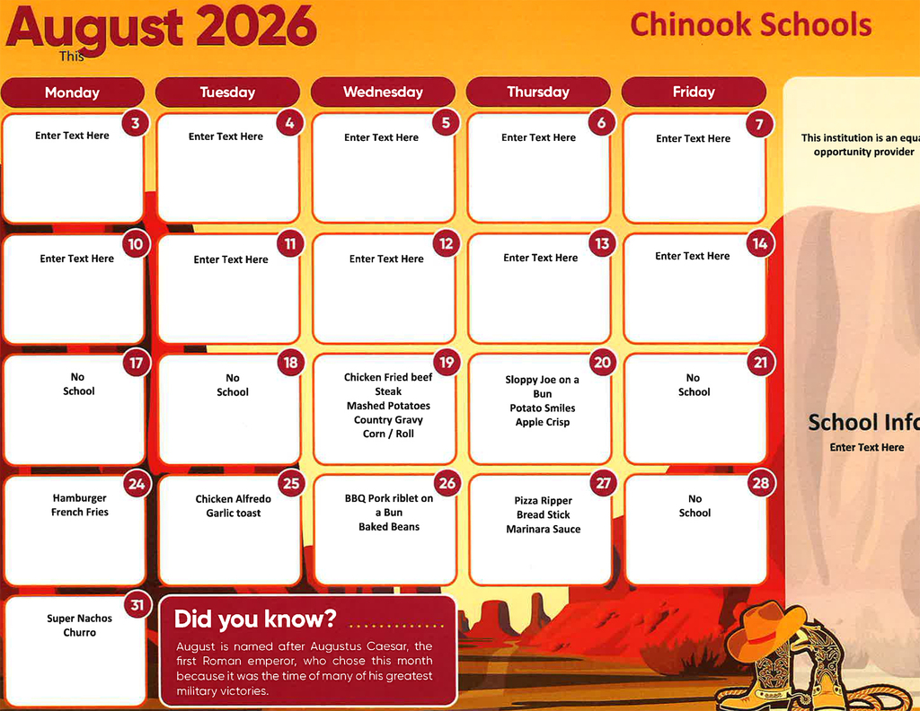 august menu