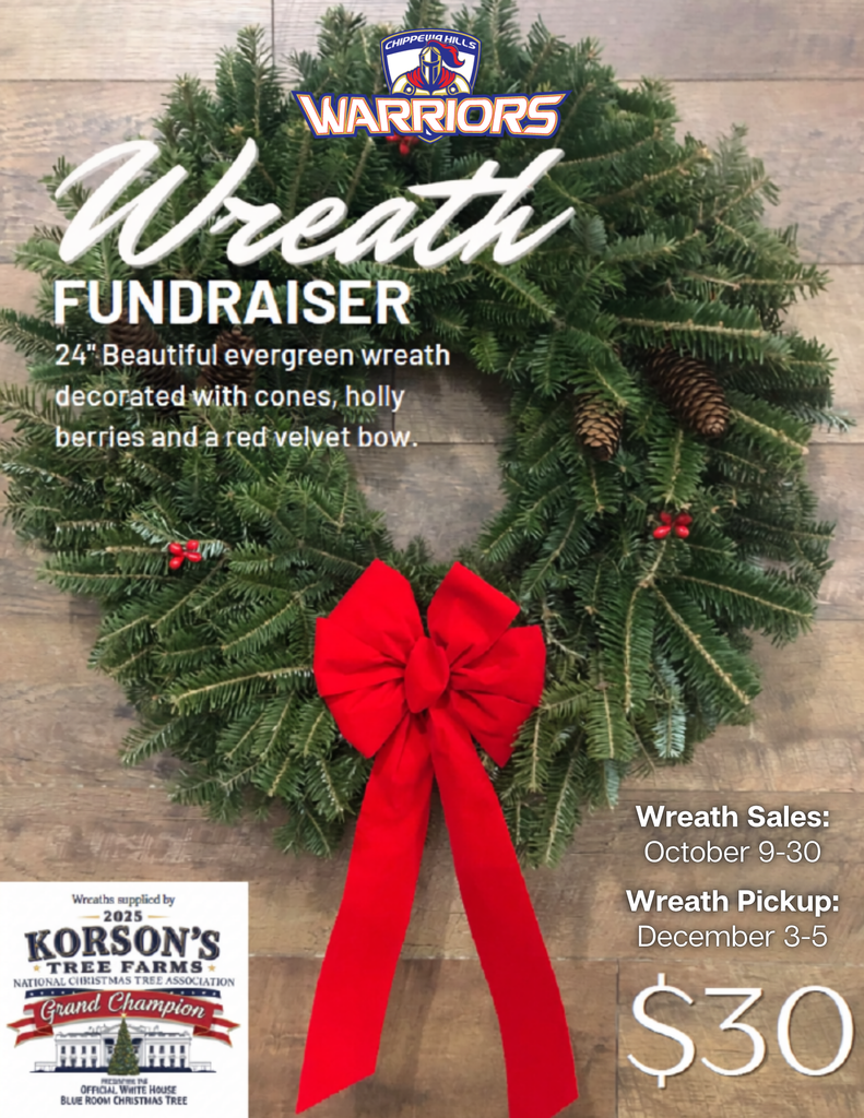 Sales go from October 9 to October 30th. They cost $30 and are 24" decorated with cones, holly, berries and a red velvet bow.