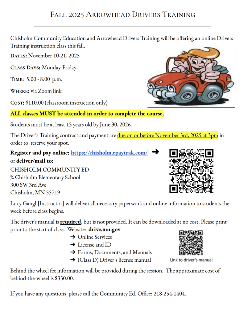 November 2025 Arrowhead Drivers Training Class
