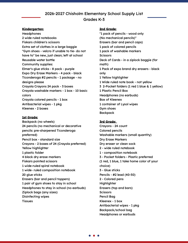 supply list