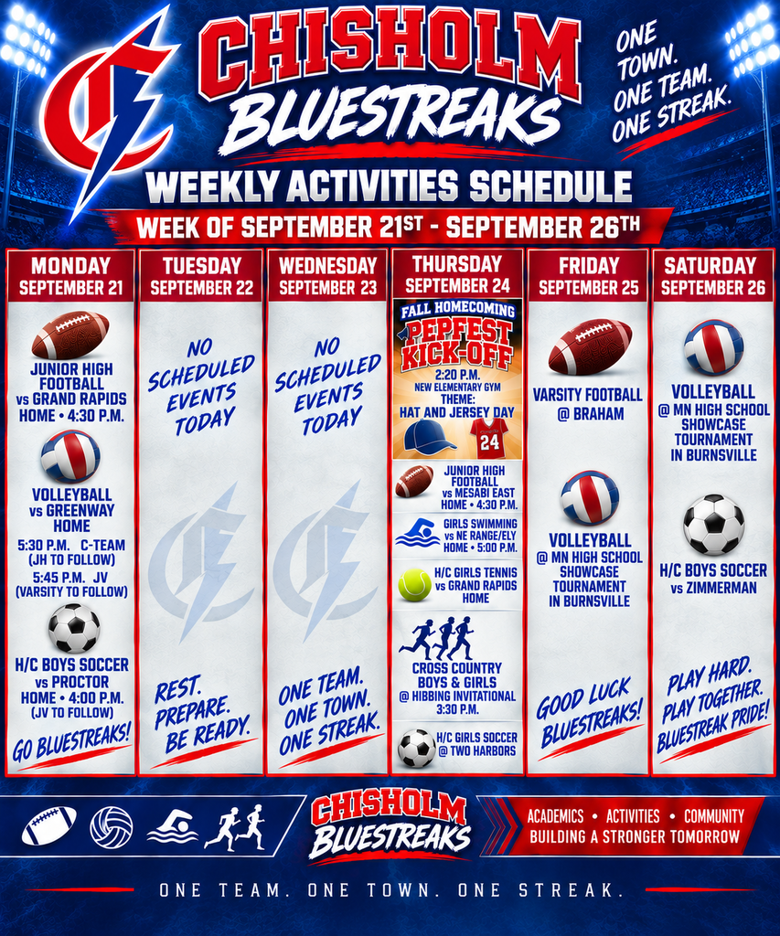 schedule for the week