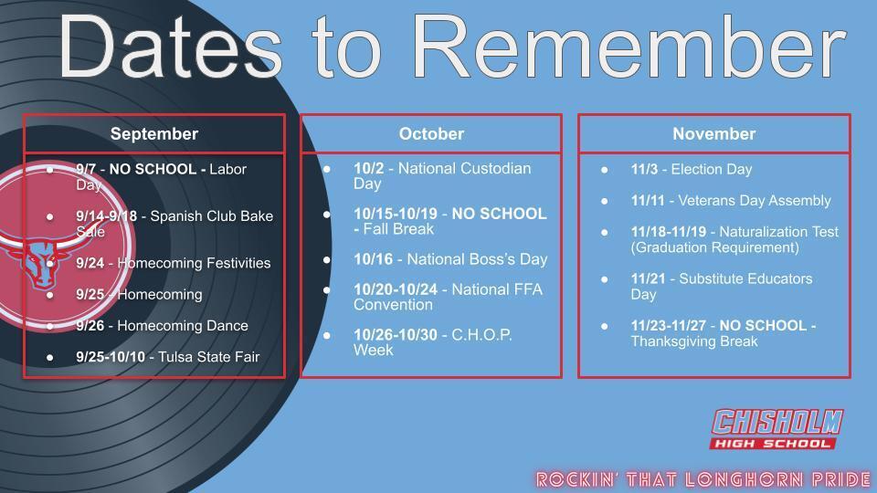 Dates to Remember