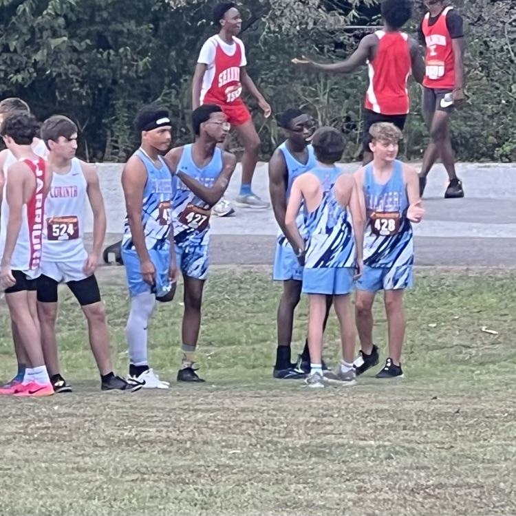 Varsity boys are waiting for the start of their race