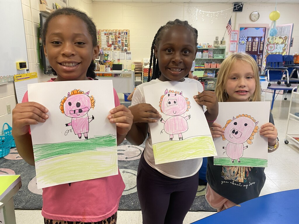 Pig in a Wig directed drawing