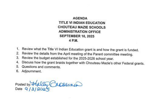 Agenda for Title VI Meeting