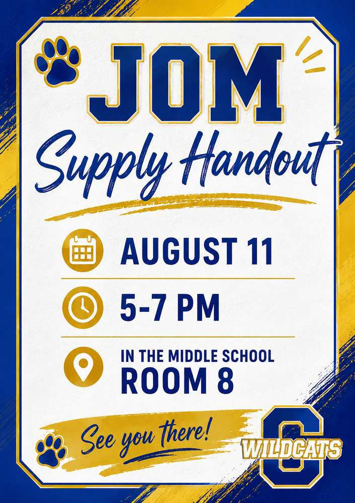 Johnson O'Malley School Supply Handout August 11th, from 5-7PM in Middle School Room 8