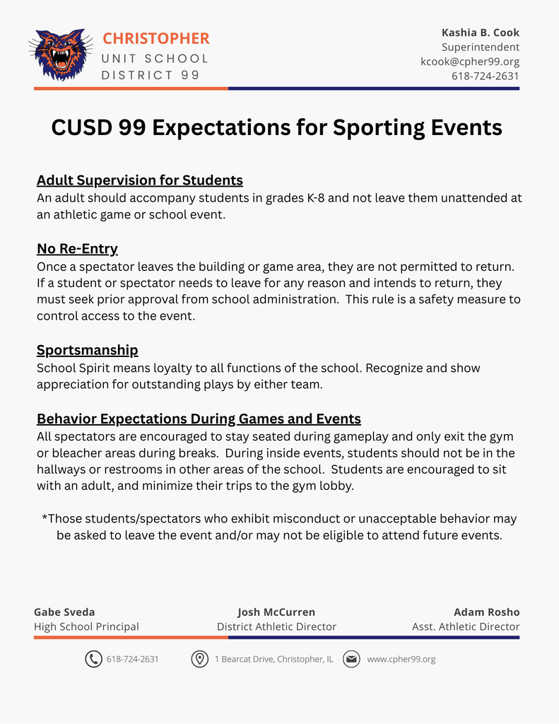 CUSD 99 Event Expectations 2025-26