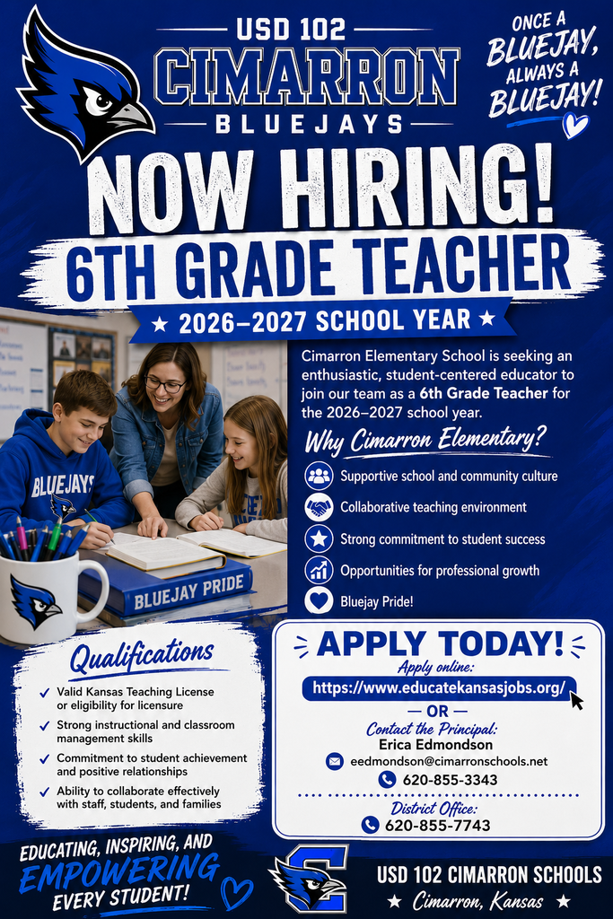 6th grade teacher opening
