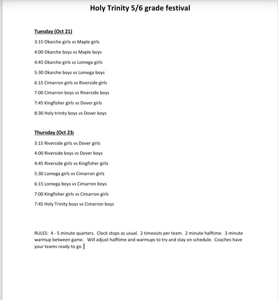 Holy Trinity 5/6 grade festival