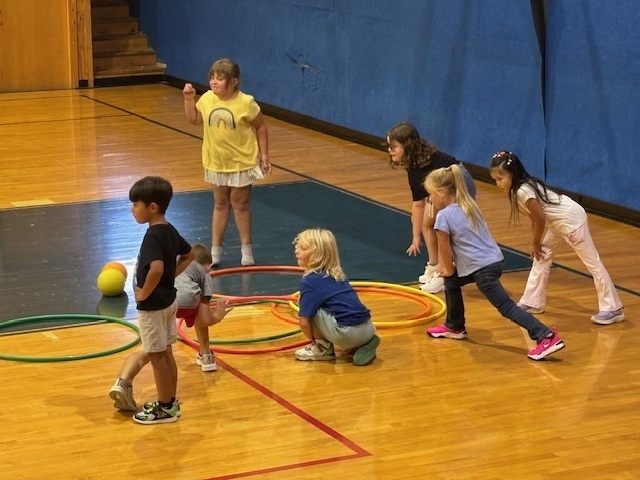 1st graders having fun in PE