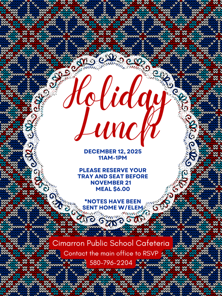 Holiday Meal will be Friday, December 12, 2025