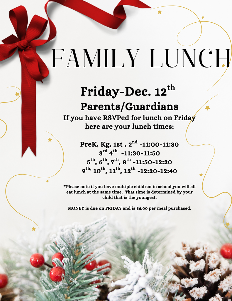 FRIDAY- HOLIDAY FAMILY LUNCH