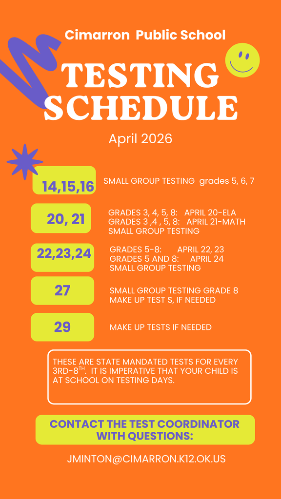 Spring Testing Schedule
