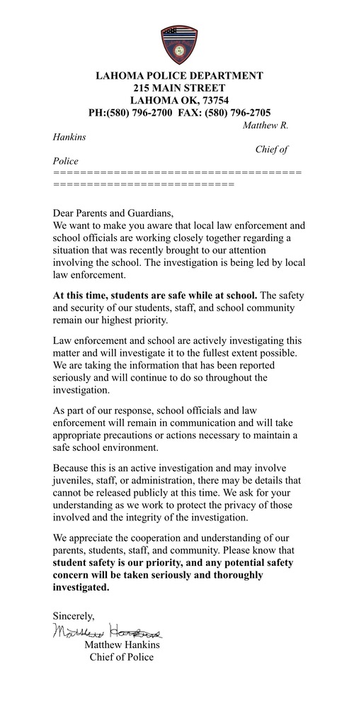 School Letter