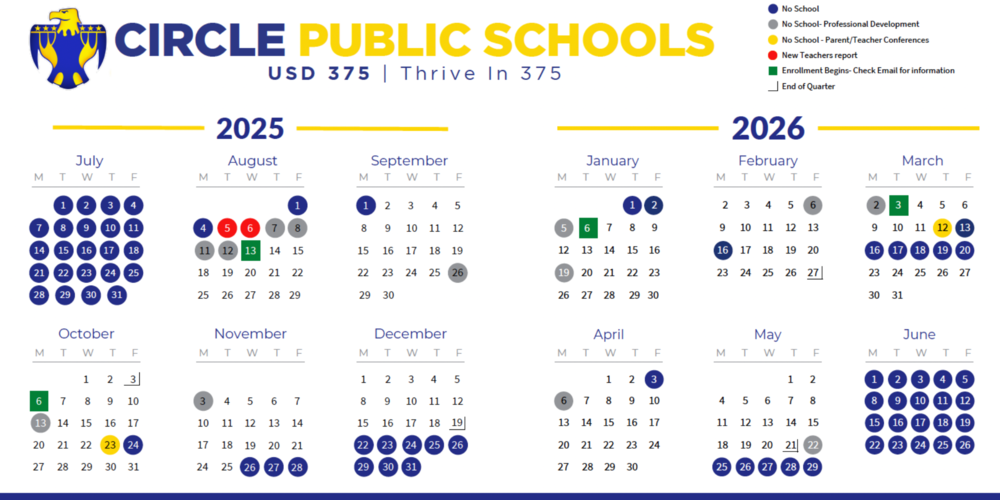 2025-2026 One Page Calendar | CIRCLE PUBLIC SCHOOLS USD #375
