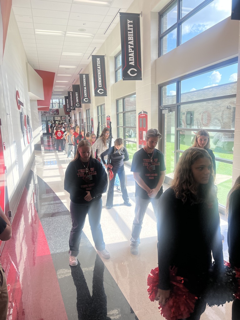 tiger band marching through the hallways