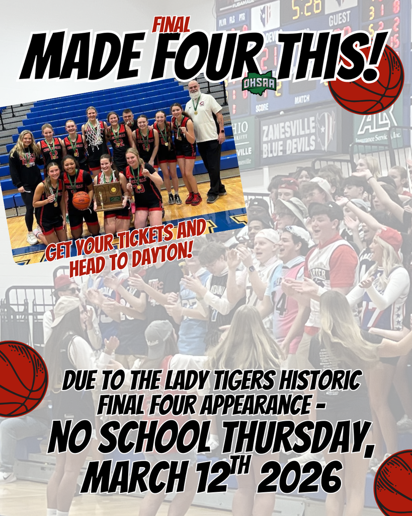 graphic image announcing school closure for womens final four basketball game