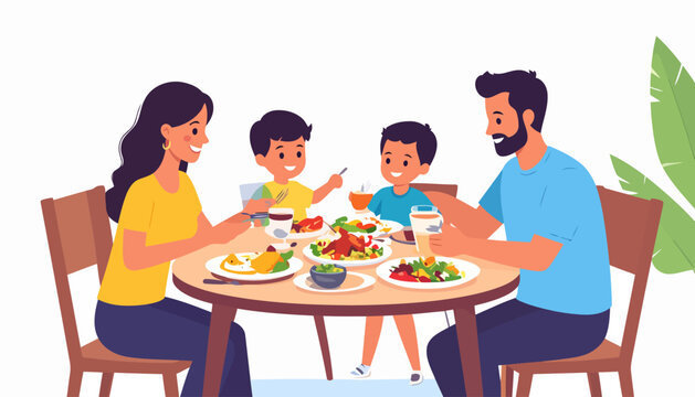 Picture of parents sharing a meal with their child.