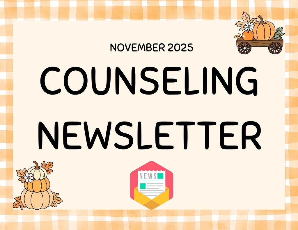 Orange and white background with fall-themed images, with the word Counseling Newsletter in the center.