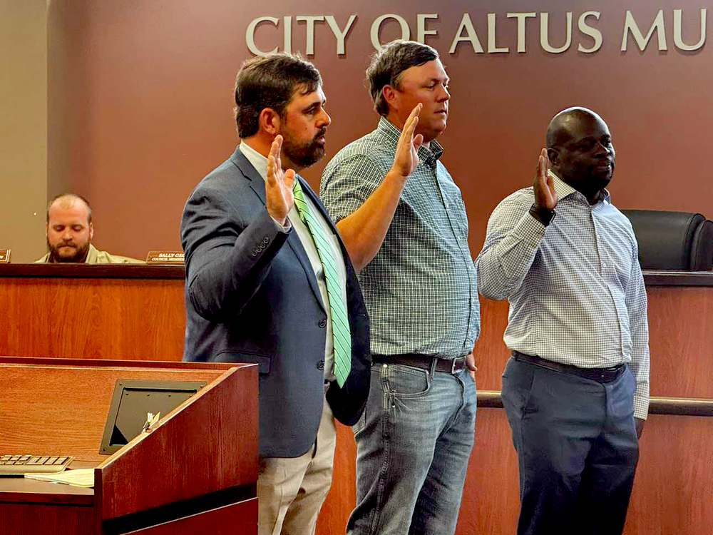 Newly elected Altus City Council members taking their Oaths of Office at the City Council Chambers in April 2025.