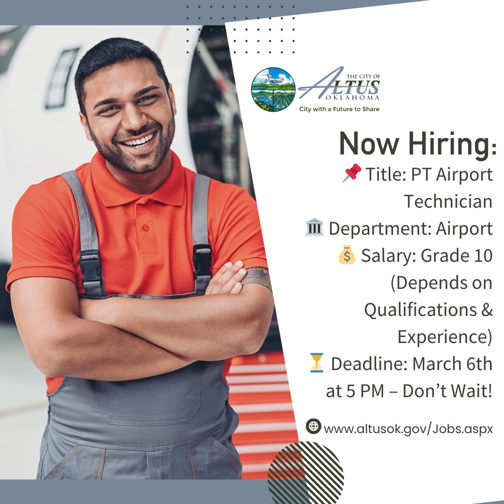 Now hiring pt airport tech.