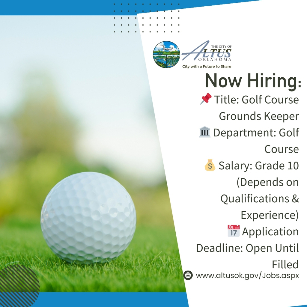 Now hiring Golf Cource Grounds Keeper