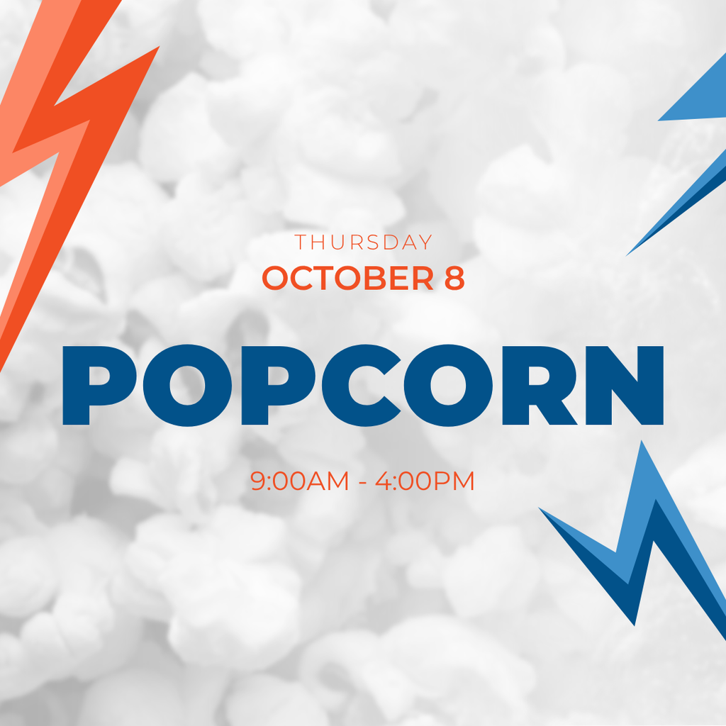 Thursday, October 8, Popcorn at City Hall from 9:00AM - 4:00PM