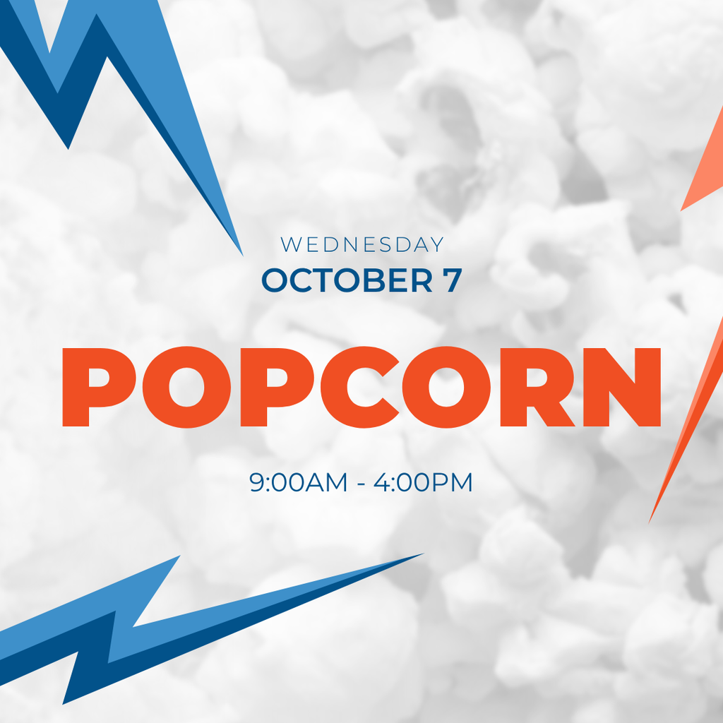 Wednesday, October 7, Popcorn at City Hall from 9:00AM - 4:00PM