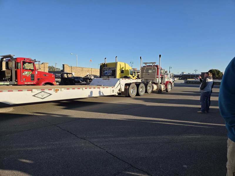 Trucks line up for a local birthday parage