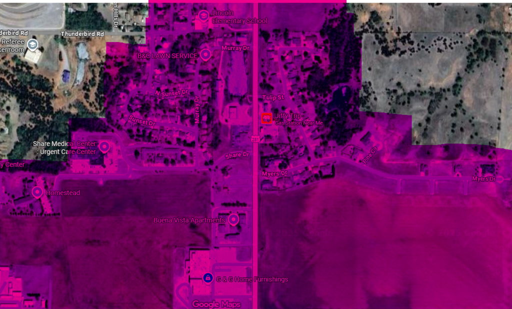 Map of area affected by waterline