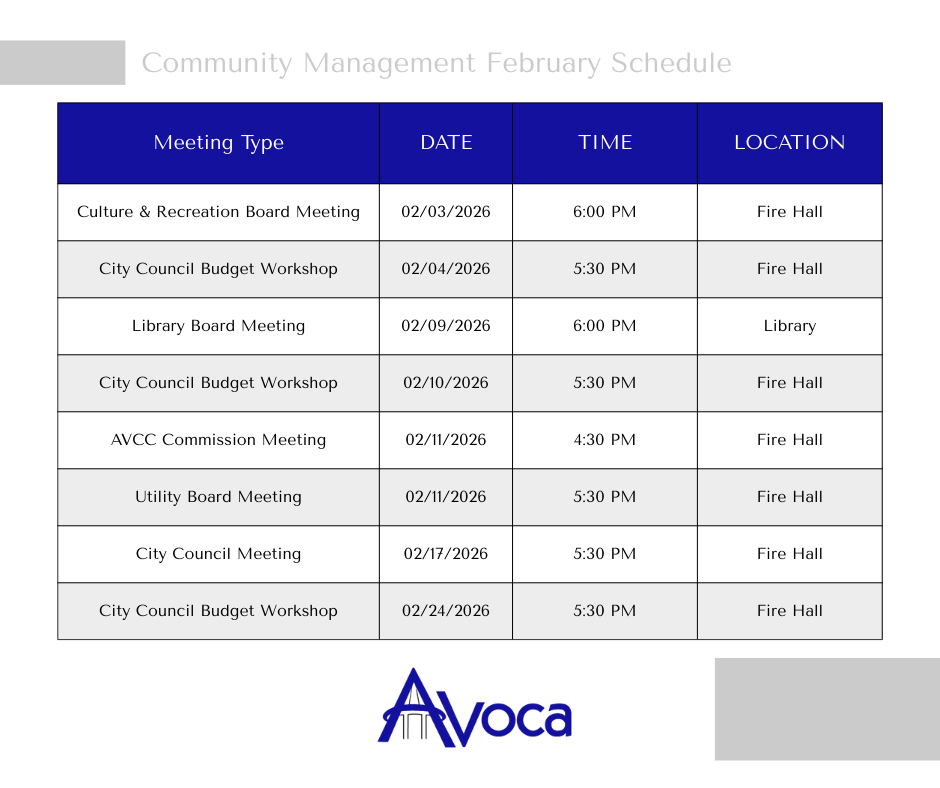 February Management Schedule